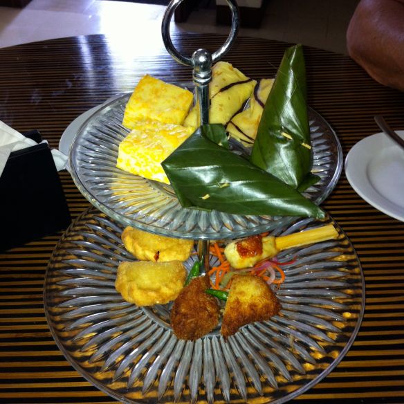 Afternoon tea - Balinese style. Beware the fiery green chili hiding in that pastry!